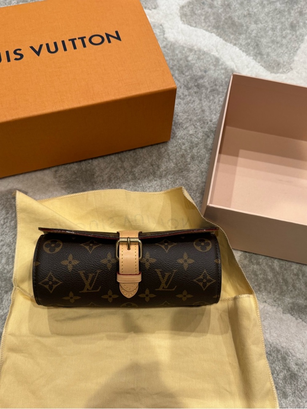 Authentic Louis Vuitton 3 Watch Case- Monogram Canvas Brown